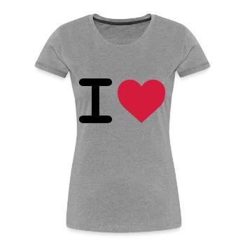 I love - T-shirt bio Premium Femme - gris chiné - Devant - Mia (176cm)