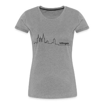 villingen skyline - Frauen Premium Bio T-Shirt - Grau meliert - Vorne - Mia (176cm)