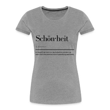 Schönheit eine kurze Beschreibung - Frauen Premium Bio T-Shirt - Grau meliert - Vorne - Mia (176cm)