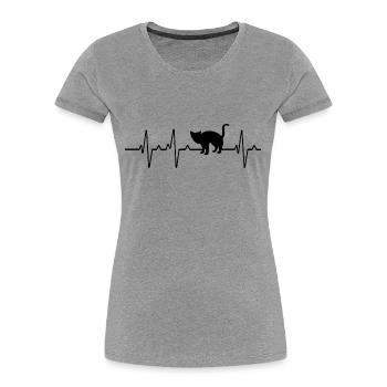 Katze Herzschlag Puls - Frauen Premium Bio T-Shirt - Grau meliert - Vorne - Mia (176cm)