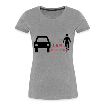 Abstand halten! - Frauen Premium Bio T-Shirt - Grau meliert - Vorne - Mia (176cm)