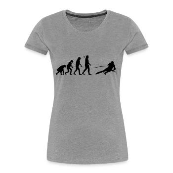 Evolution Alpine Ski - Frauen Premium Bio T-Shirt - Grau meliert - Vorne - Mia (176cm)