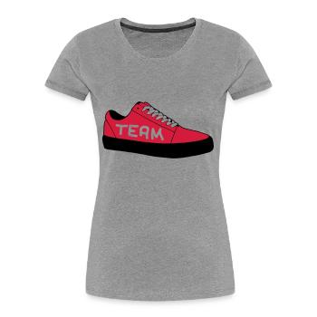 sneaker__team - T-shirt bio Premium Femme - gris chiné - Devant - Mia (176cm)