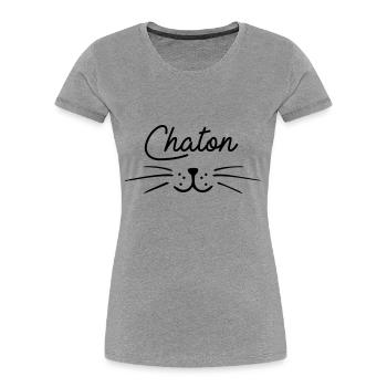 Chaton - T-shirt bio Premium Femme - gris chiné - Devant - Mia (176cm)