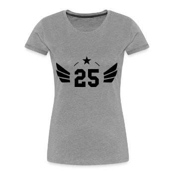 25 Ans - T-shirt bio Premium Femme - gris chiné - Devant - Mia (176cm)