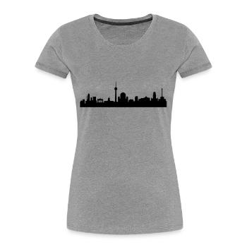 Skyline Berlin - Frauen Premium Bio T-Shirt - Grau meliert - Vorne - Mia (176cm)