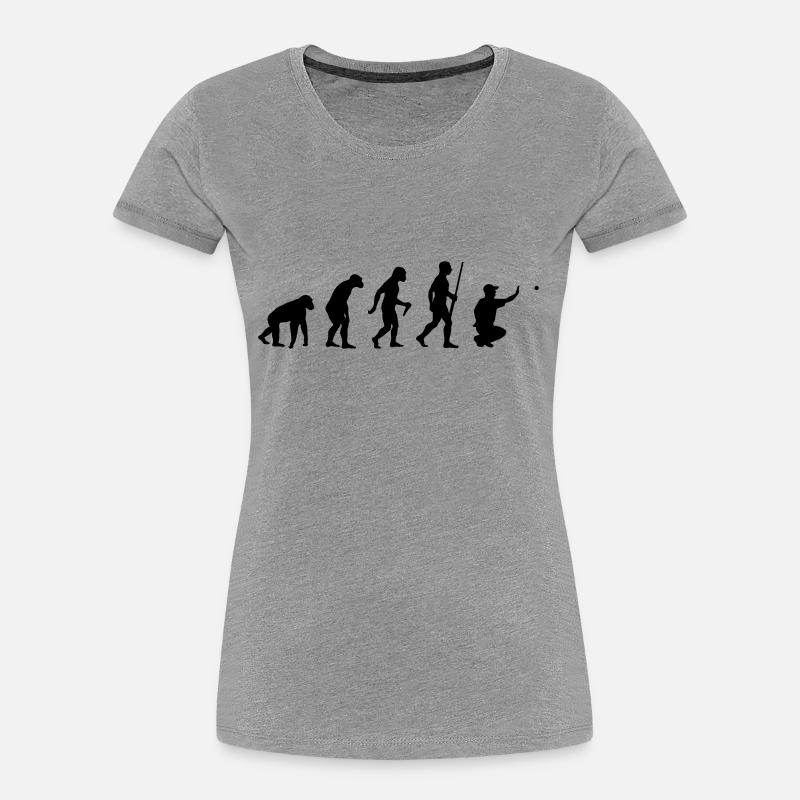 Pétanque Boule Evolution - Frauen Premium Bio T-Shirt - Grau meliert