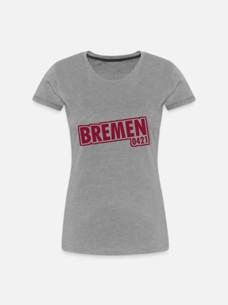 Bremen - 0421 - Vorwahl - Frauen Premium Bio T-Shirt - Grau meliert