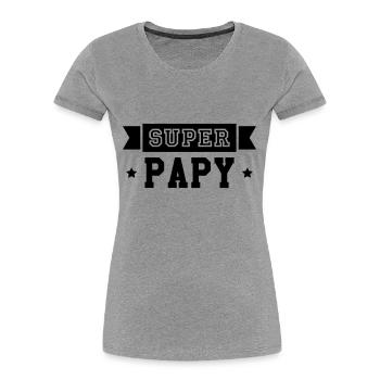 Papy / Grand Père / Famille / Papi / Drôle / Cool - T-shirt bio Premium Femme - gris chiné - Devant - Mia (176cm)