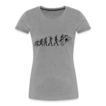 motorcycle evolution wheelie white print - Women's Premium Organic T-Shirt - heather grey - Front - Mia (176cm)