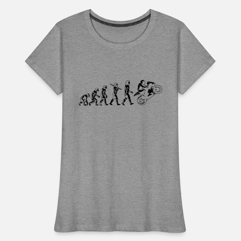 motorcycle evolution wheelie white print Women's Premium Organic T-Shirt