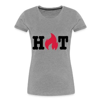 hot - Women's Premium Organic T-Shirt - heather grey - Front - Mia (176cm)