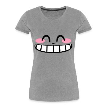 Kawaii Wide Smile | Kate 2021 Panzer - Frauen Premium Bio T-Shirt - Grau meliert - Vorne - Mia (176cm)