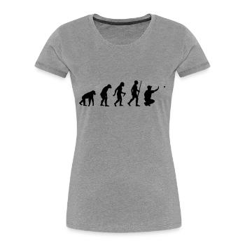 Evolution Pétanque - T-shirt bio Premium Femme - gris chiné - Devant - Mia (176cm)
