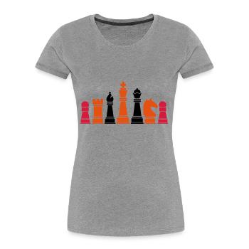 schachfiguren_2 - T-shirt bio Premium Femme - gris chiné - Devant - Mia (176cm)