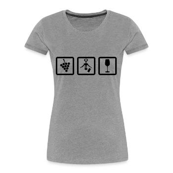 Winzer Gear - Winzer Zubehör Weinrebe Korkenzieher - Frauen Premium Bio T-Shirt - Grau meliert - Vorne - Mia (176cm)