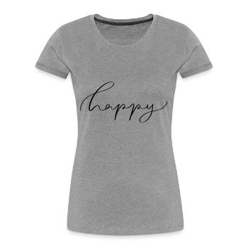 Happy - Frauen Premium Bio T-Shirt - Grau meliert - Vorne - Mia (176cm)