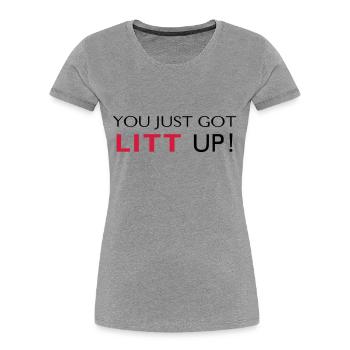 LITT UP! - Frauen Premium Bio T-Shirt - Grau meliert - Vorne - Mia (176cm)