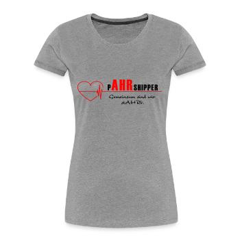 We Ahr Together - solidAHRität - - Frauen Premium Bio T-Shirt - Grau meliert - Vorne - Mia (176cm)