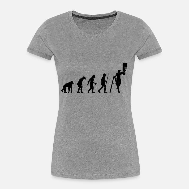 Maler Evolution - Frauen Premium Bio T-Shirt - Grau meliert