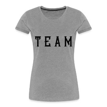 équipe - T-shirt bio Premium Femme - gris chiné - Devant - Mia (176cm)