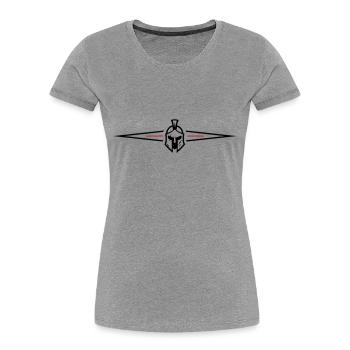 Symbole spartiate Ligne Gladiateur - T-shirt bio Premium Femme - gris chiné - Devant - Mia (176cm)