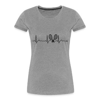 Tennis Heartbeat Joueur de tennis - T-shirt bio Premium Femme - gris chiné - Devant - Mia (176cm)