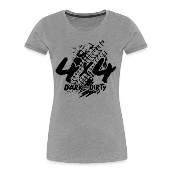 Logo 4x4 - Dark & Dirty - T-shirt bio Premium Femme - gris chiné - Devant - Mia (176cm)