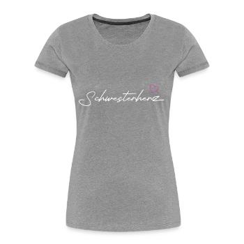 Schwesterherz in white - Frauen Premium Bio T-Shirt - Grau meliert - Vorne - Mia (176cm)