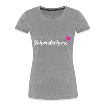 Schwesterherz Geschenk White - Frauen Premium Bio T-Shirt - Grau meliert - Vorne - Mia (176cm)