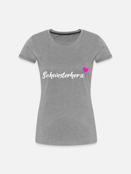 Schwesterherz Geschenk White - Frauen Premium Bio T-Shirt - Grau meliert