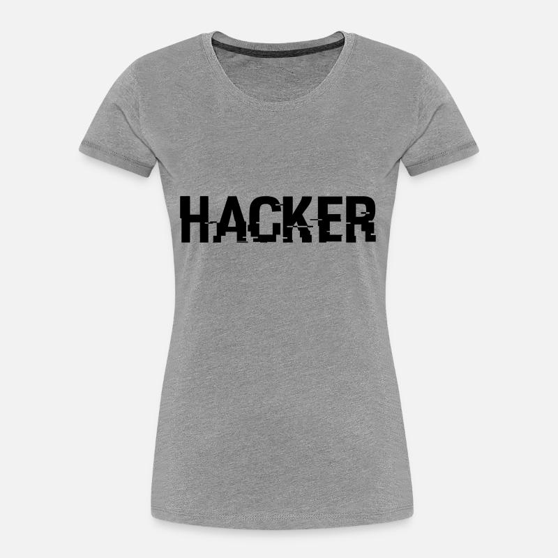 Hacker - Frauen Premium Bio T-Shirt - Grau meliert