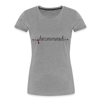 herzensmensch - Frauen Premium Bio T-Shirt - Grau meliert - Vorne - Mia (176cm)