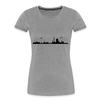 Hamburger Skyline - Frauen Premium Bio T-Shirt - Grau meliert - Vorne - Mia (176cm)
