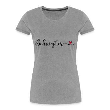 Schwesterherz - Frauen Premium Bio T-Shirt - Grau meliert - Vorne - Mia (176cm)