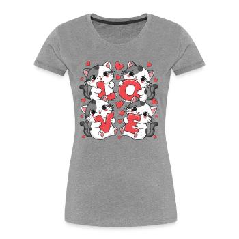 LOVE Cats - Women's Premium Organic T-Shirt - heather grey - Front - Mia (176cm)