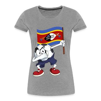Swasiland Dabbing Fussball - Frauen Premium Bio T-Shirt - Grau meliert - Vorne - Mia (176cm)