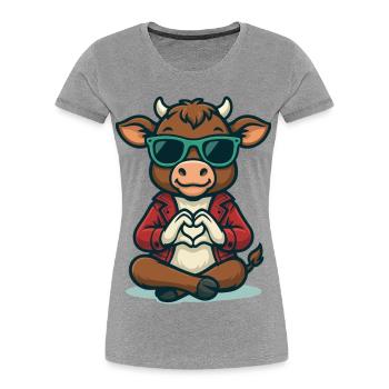 Calf Love Style - Women's Premium Organic T-Shirt - heather grey - Front - Mia (176cm)