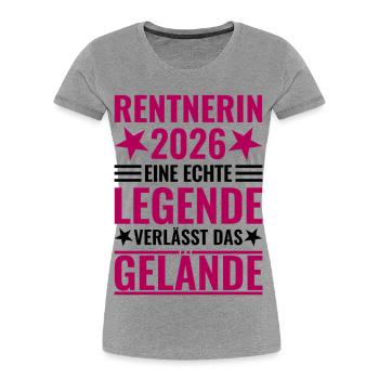 Retraité 2026 Une légende quitte le site - T-shirt bio Premium Femme - gris chiné - Devant - Mia (176cm)