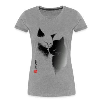 Katzenliebe - Frauen Premium Bio T-Shirt - Grau meliert - Vorne - Mia (176cm)