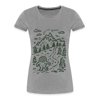 Bergwanderer im Waldlandschaft - Frauen Premium Bio T-Shirt - Grau meliert - Vorne - Mia (176cm)