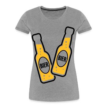 2 Bierflaschen Stoßen An (Bier Biertrinker POS 2C) - Frauen Premium Bio T-Shirt - Grau meliert - Vorne - Mia (176cm)