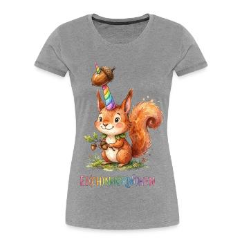 Einhorn Eichhörnchen Eich(ch)nörnchen - Frauen Premium Bio T-Shirt - Grau meliert - Vorne - Mia (176cm)