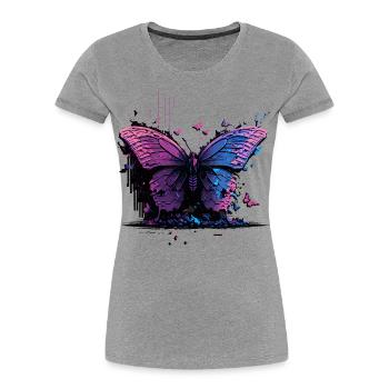 Schmetterling Schönheit Vaporwave - Frauen Premium Bio T-Shirt - Grau meliert - Vorne - Mia (176cm)