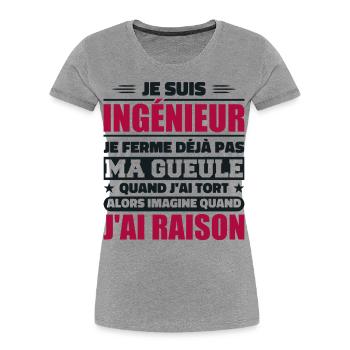 Ingenieur Humor Geschenk Student Ingenieur - Frauen Premium Bio T-Shirt - Grau meliert - Vorne - Mia (176cm)