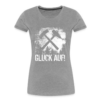 Bergbau - Glück auf - Schacht - Kohlegrube - Frauen Premium Bio T-Shirt - Grau meliert - Vorne - Mia (176cm)