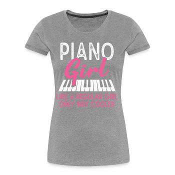 Klavier Mädchen Pianist Musiker Keyboard - Frauen Premium Bio T-Shirt - Grau meliert - Vorne - Mia (176cm)