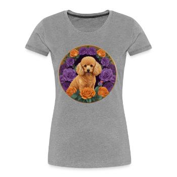 Poodle apricot and pink mauve and orange - Women's Premium Organic T-Shirt - heather grey - Front - Mia (176cm)
