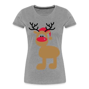 Orignal avec chapeau de Noël - T-shirt bio Premium Femme - gris chiné - Devant - Mia (176cm)