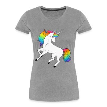 Einhorn - Frauen Premium Bio T-Shirt - Grau meliert - Vorne - Mia (176cm)